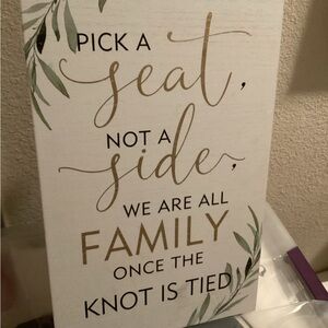 Wedding Sign Decor Pick A Seat Not A Side